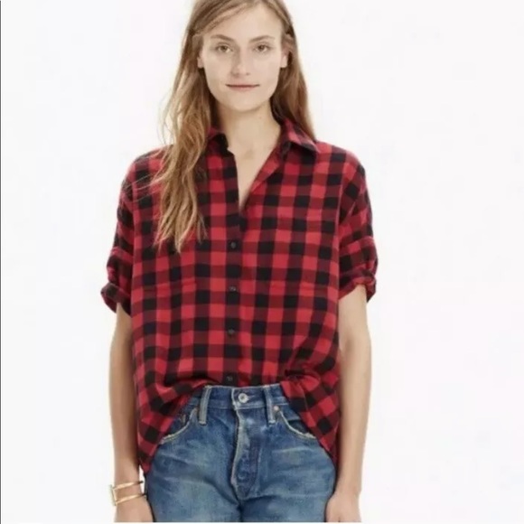 Madewell Tops - Madewell Plaid Flannel Courier Shirt Buffalo Plaid